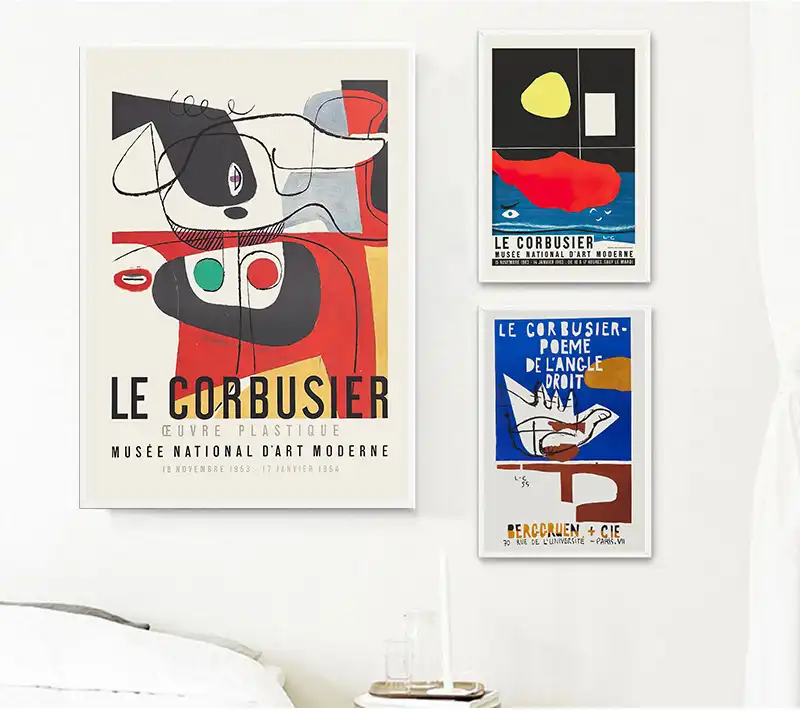 ル コルビュジエ展示ポスター1954フランス美術館プリントキュービズムスタイルミッドセンチュリー現代壁アートキャンバス絵画装飾 Painting Calligraphy Aliexpress