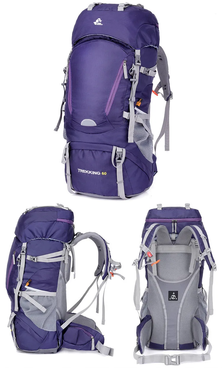 60L Adjustable Padded Shoulder Straps Hiking Backpacks