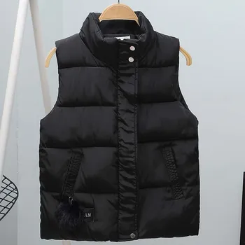

2019 women Sleeveless Vest Winter Short Paragraph Down Cotton Padded Jacket Female Veats Mandarin Collar Sleeveless Waistcoat