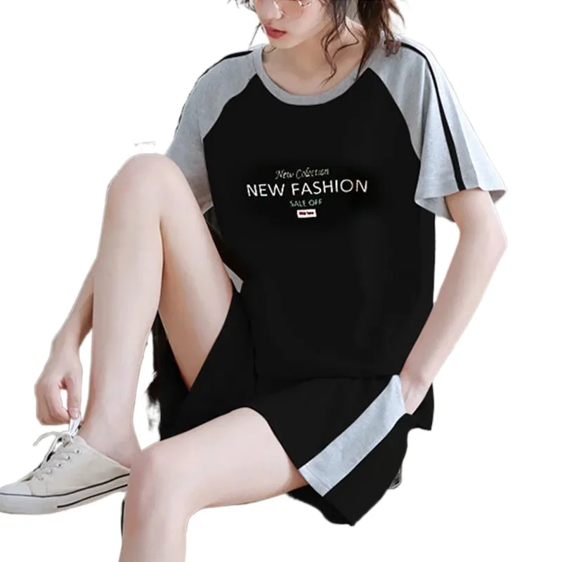 

200628003 простая Пижама, женские пижамы, Хлопковые женские пижамные комплекты с коротким рукавом, домашняя одежда, одежда для отдыха