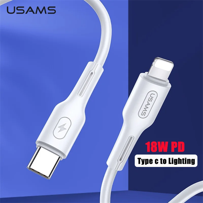USAMS USB C для освещения кабель PD 18 Вт Кабель передачи данных быстрой зарядки iPhone 8 Plus
