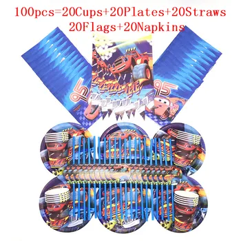 

Blaze and the Monster Machines Birthday Party Decorations Paper Cups Plates Straws Flags Kids Baby Shower Napkins Party Supplies