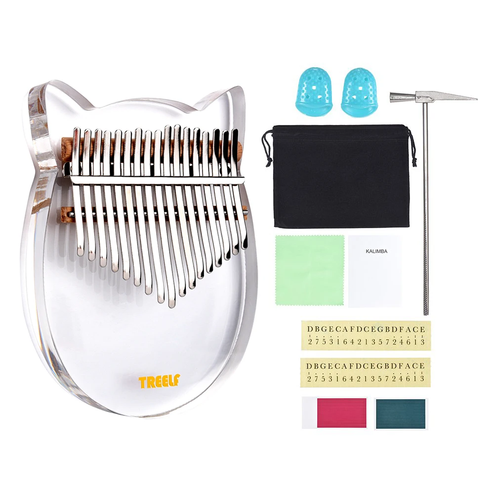 

Treelf TF-17C 17 key Kalimba Acrylic Thumb Piano 17 Keys Mbira Transparent Keyboard Instrument