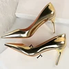 Fashion Women Patent Leather Shallow Thin High Heels Shoes Pointed Toe Gold Silver Heels Pumps Female Tacones Mujer Large Size ► Photo 3/6