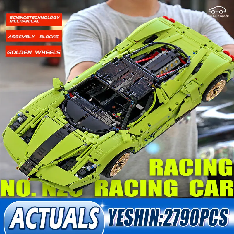 Yeshin 1:8 Technic модель автомобиля совместима с MOC 46921 Ferraried Enzo 42115 строительные блоки