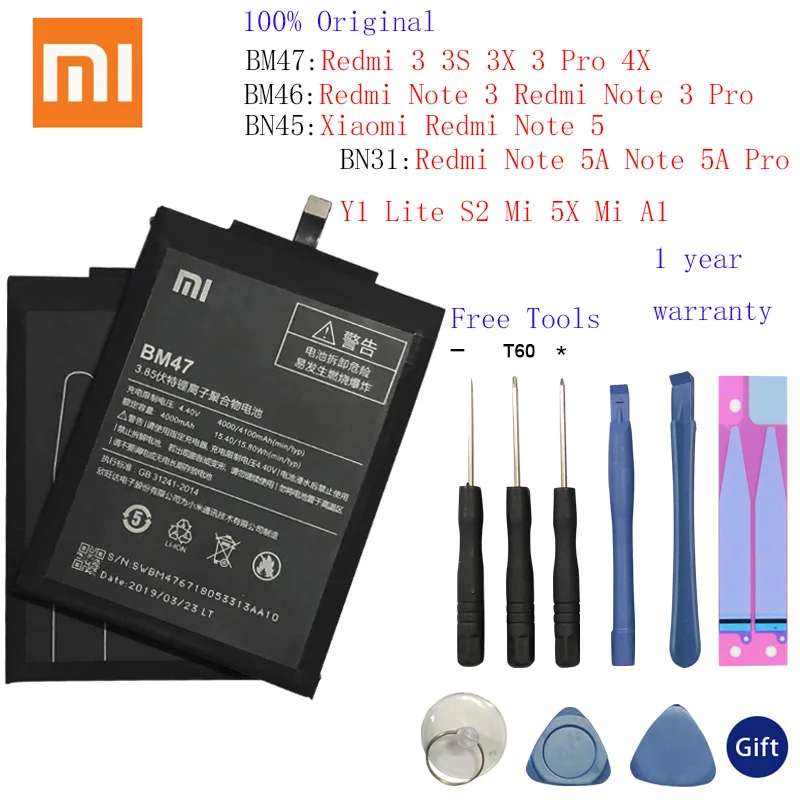 Аккумулятор BM47 для Xiaomi сменная батарея Redmi 3 3S 3X 4X pro Note 5 5A Pro Mi 5X BM46 BN31 BN45