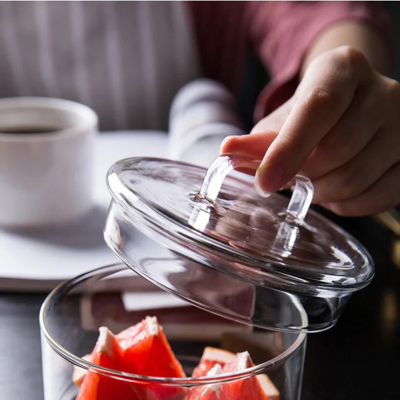 Small Containers with Lids, Glass Jars for Food, Can Overlap, Save Space Fridge Storage, Fruit Salad Fresh Bowl, Kitchen Items 5