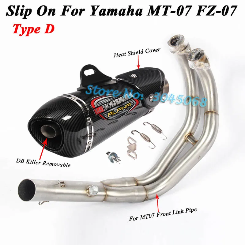 Полная система мотоцикла Yoshimura выхлопная труба Escape для Yamaha MT-07 FZ-07 MT07 Модифицированная Передняя труба глушителя дБ глушитель - Цвет: Type D
