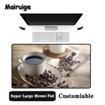 

Mairuige Big Promotion Large Size Multi-size Locked Mouse Pad Coffee with coffee beans Pattern PC Computer Notebook Desk Mat