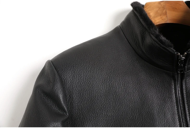 AYUNSUE Genuine Leather Jacket Men Deerskin Leather Coat Natural Mink Fur Lining Winter Luxury Mens Mink Coats 021 KJ3808