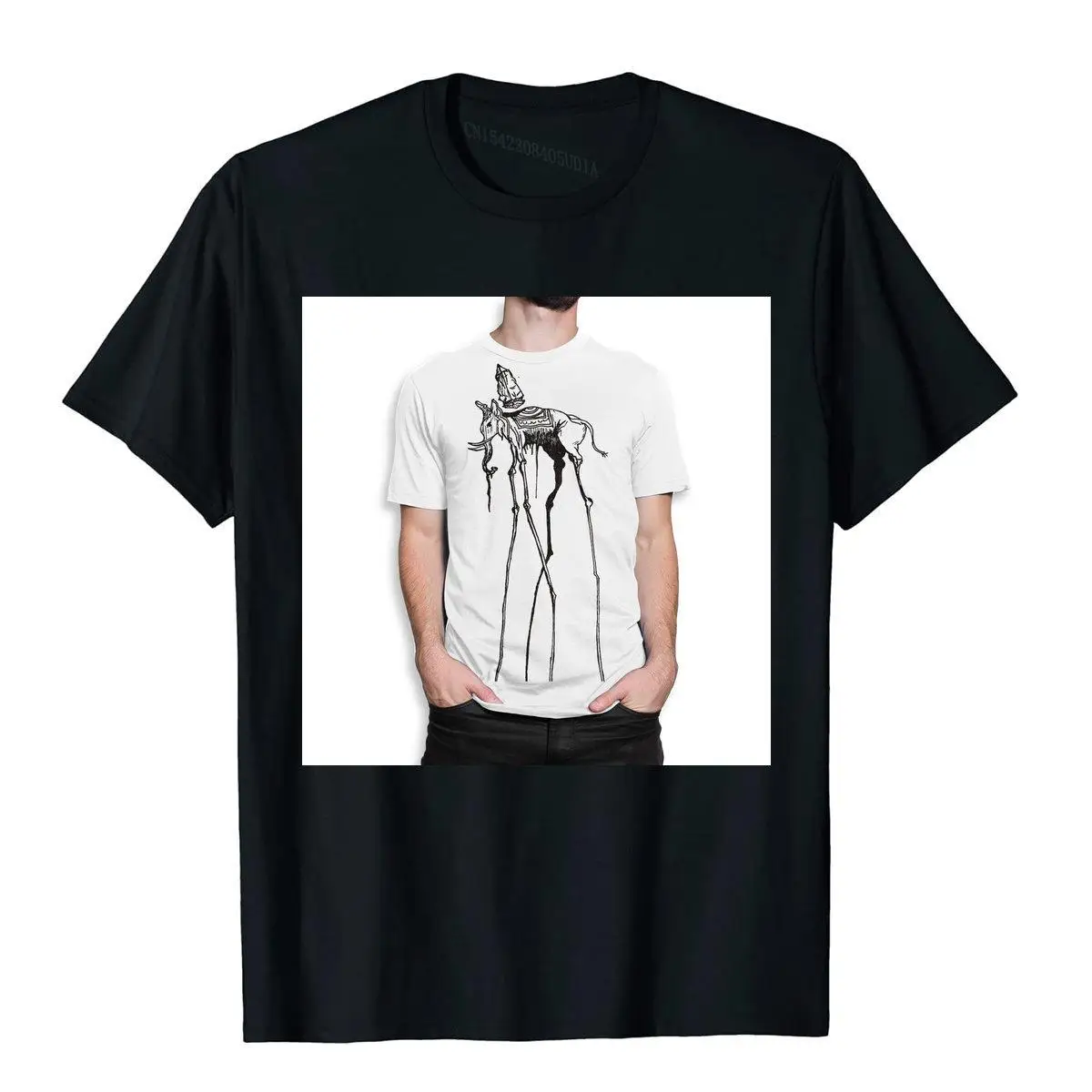Salvador Dali Space Elephant T-Shirt Men's__B5727black