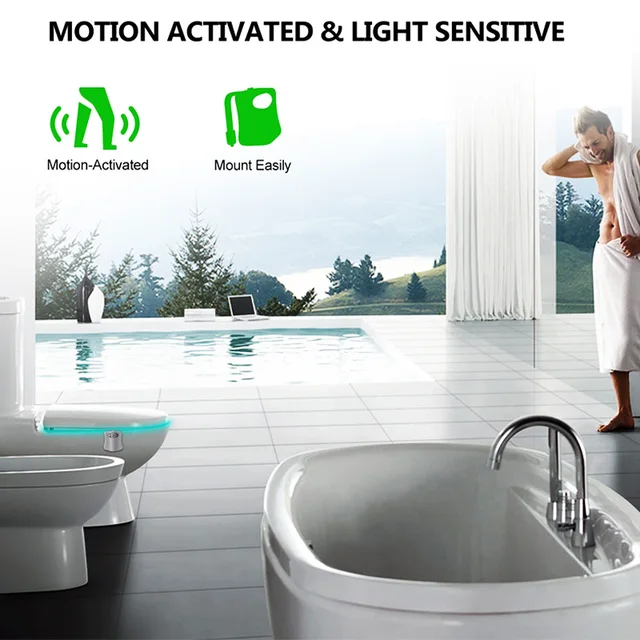 ZK30 Smart PIR Motion Sensor Toilet Seat Night Light 8/16 Colors Water –  eminee