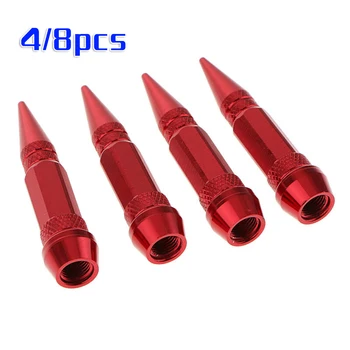 

Truck Car Tire Valve Cover Practical 4/8pcs Red Aluminum alloy Metal Spike Tire