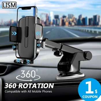 

LISM Sucker Car Phone Holder Mobile Phone Holder Stand in Car No Magnetic GPS Mount Support For iPhone 11 Pro Xiaomi Samsung