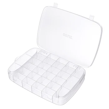 

RUIMIO Clear Plastic Adjustable Jewelry Organizer Box Storage Container Case With Removable Dividers For Buttons Jewelry