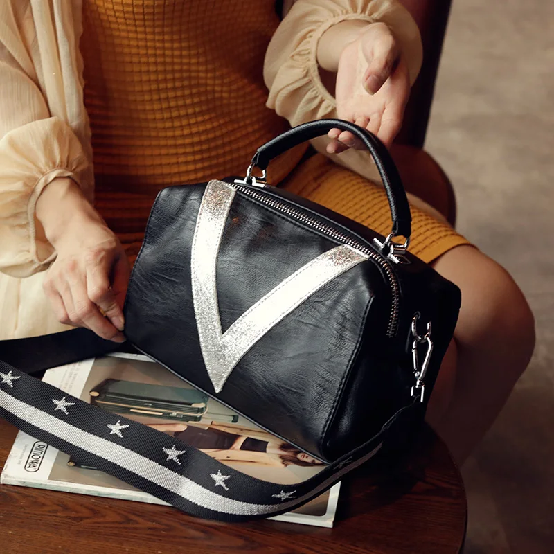 

Bags for Women 2020 New Hit Color Female Bag Stitching Handbag Fashion Wide Shoulder Strap Boston Pillow Bag Tide Bolsa Feminina