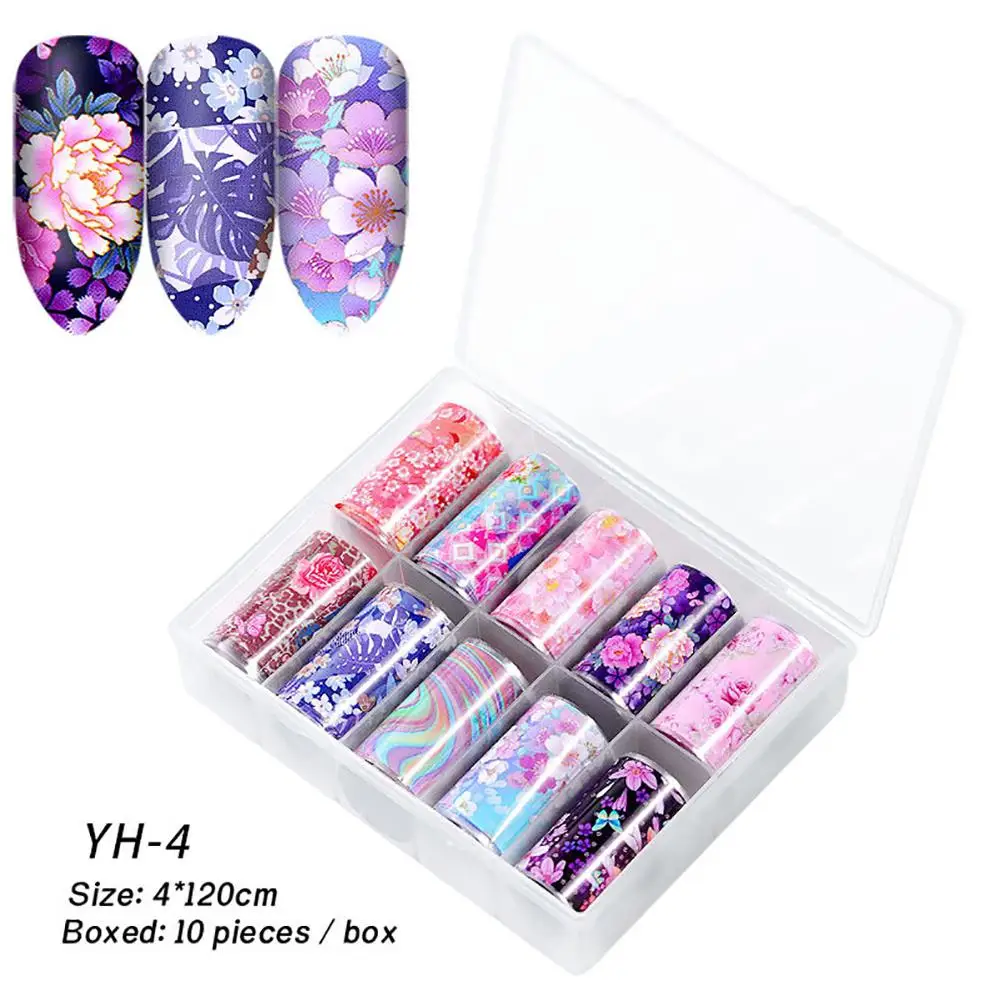 XY Fancy Flower Starry Series Nail Art Foils Laser Shinning Mixed Beauty Transfer Tips Sticker Craft DIY Universe Decorations - Цвет: 04