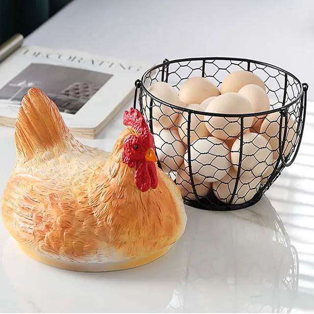 BORREY Ceramic Egg Holder Chicken Storage Basket Snack Fruit Egg Basket  Ceramic Hen Oraments Decoration Kitchen Basket Storage - AliExpress