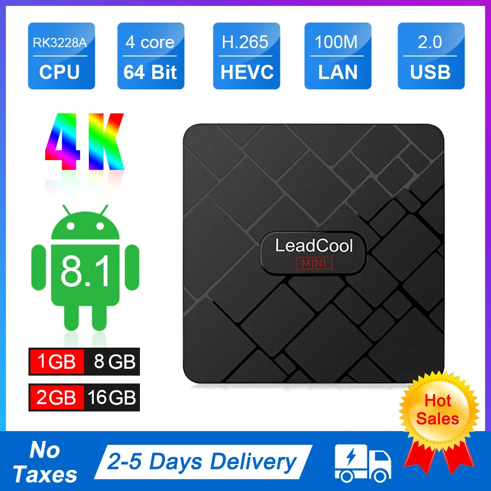 Leadcool Mini Android 2 0 Smart TV BOX RK3228A четырехъядерный процессор Full HD 4K UHD 3D HDMI 4 GWifi без