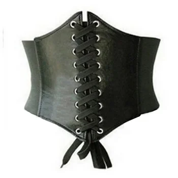

Women Waist Cincher Wide waistband ElasticTied Waspie Corset Waist Belt 5 Colors,