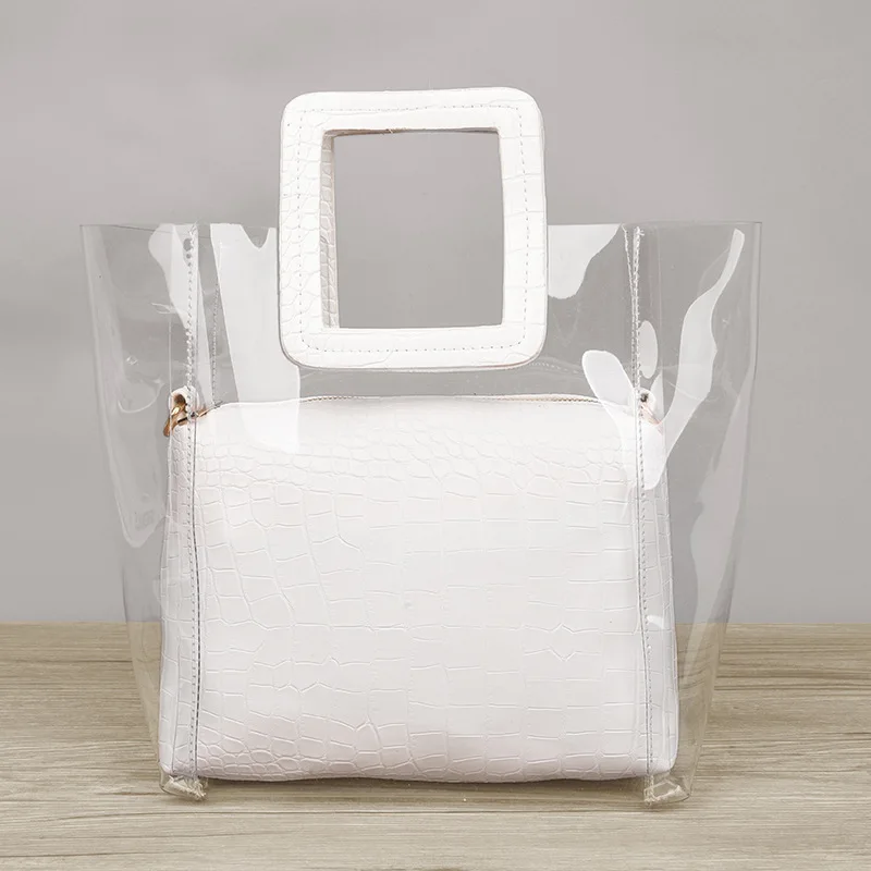 

CHIC Transparent Bag Women's Portable Bag Large Capacity 2019 Summer New Style Korean-style Versatile Plastic Jelly Handbag
