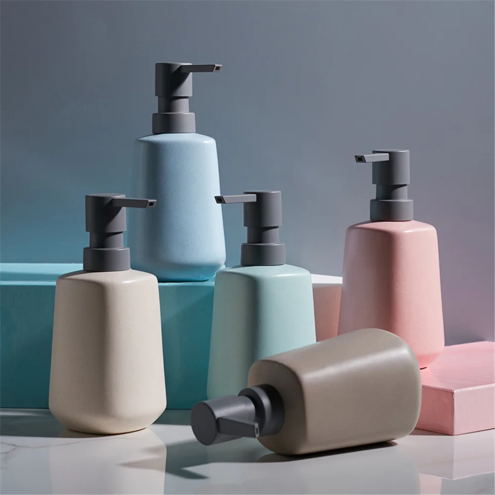 Nordic 350ml Ceramic Soap Dispenser for Hair Conditioner Shower Gel Bathroom Shampoo Bottles Home Hotel Refill Empty Bottle