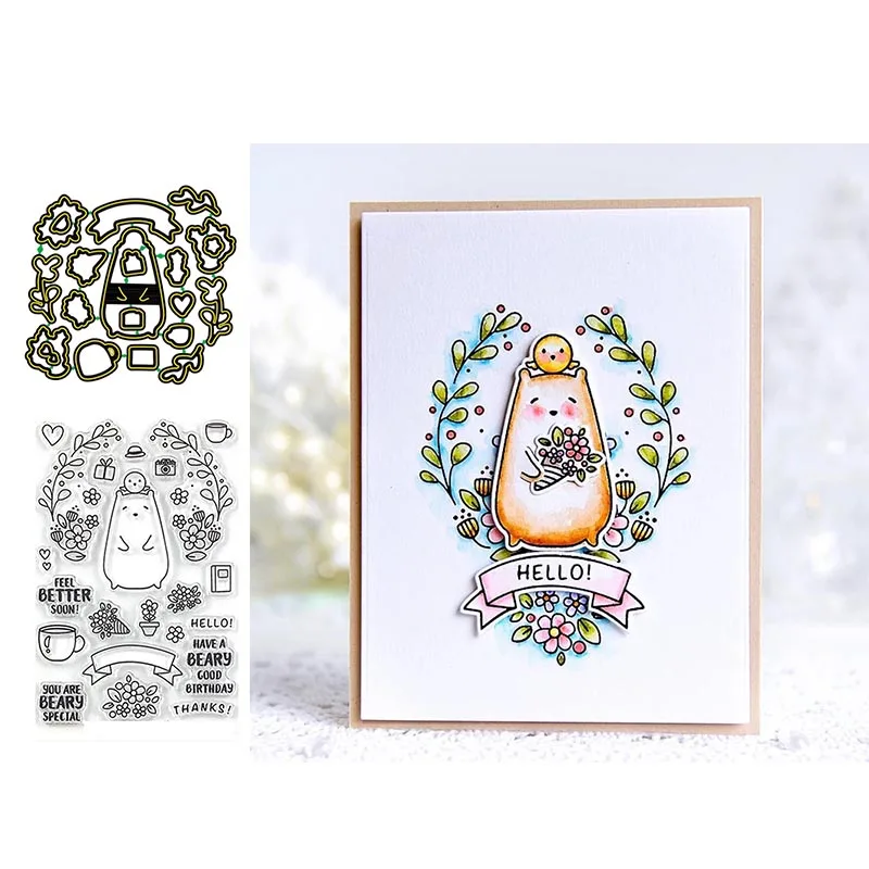 

You Are Beary Special Cute Animal Metal Cutting Dies with Stamps for DIY Scrapbooking Paper Cards Making Craft Supplies New 2019