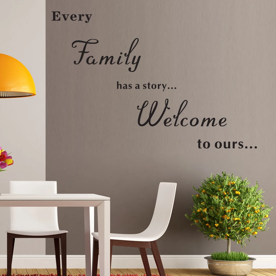 Every Family Has A Story... Welcome To Our... Quote Wall Sticker Art Inspirational Word Decals For Living Room Office Decor | Дом и сад