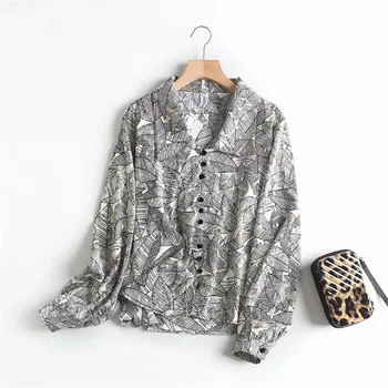 

2020 Spring Women's New Lapel Long Sleeve Fashion Retro Loose Gilding Printing Small Fragrance Shirt