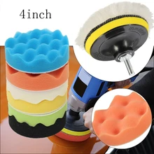 9 Pçs/set Carro Polimento Tampão Pad 4 Polegada 100 milímetros Polimento Enceramento Esponja Onda Kit Pad Para Polidor M10 Tópico Ferramentas Abrasivas