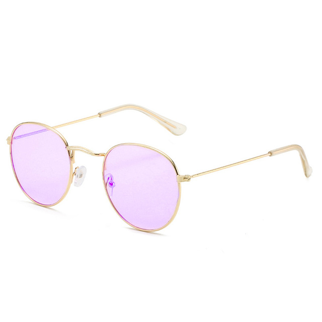 Vintage Small Round Sunglasses Woman Brand Designer Female Alloy Colorful Mirror Retro Black Circle