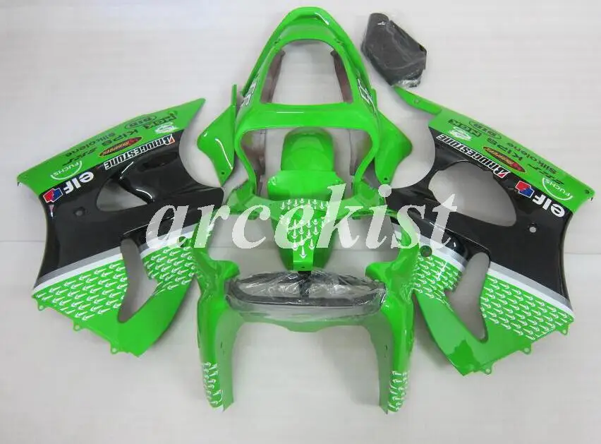 Новинка из АБС-пластика для мотоцикла обтекатели комплект подходит для kawasaki Ninja ZZR600 05 06 07 08 ZX-6R 636 6R 00 01 02 2000 2001 2002 корпус Пламя Зеленый