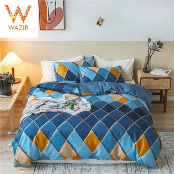 

WAZIR Geometric Euro Bedding Sets Gold Line Design Duvet Cover Pillowcases Bed Set Modern Bed Linens Twin Queen King Bedclothes