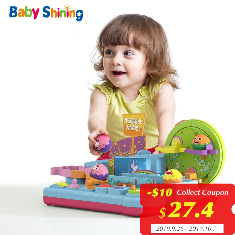

Baby Shining Sea Pass-through Adventure Track Car Toy Railcar Rolling Ball Slide Puzzle Early Educational Toy Boy Girl Car Gift