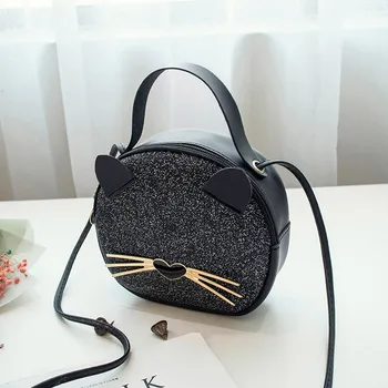 

Cute Cartoon Cat Design Sequins Crossbody Bag For Women Leather Handbag Girl Shoulder Purse Totes Clutch Bag Bolsa Femininas#15
