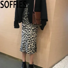 Зимний женский леопардовый принт Высокая талия трикотажная тонкая юбка корейская мода прямые юбки длинная трикотажная юбка