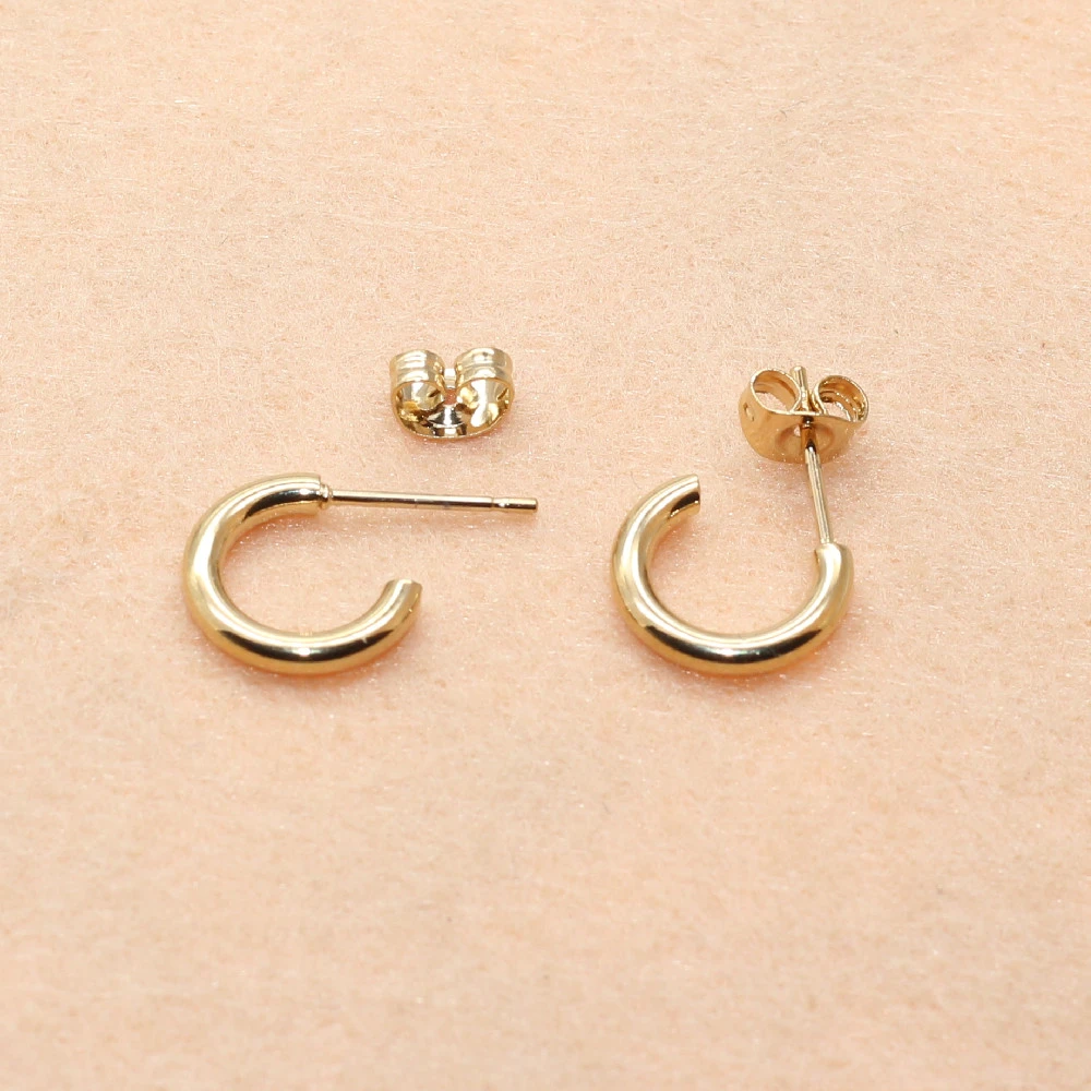 Titanium 316L Stainless Steel IP Planting Stud Earrings C Shape 10mm