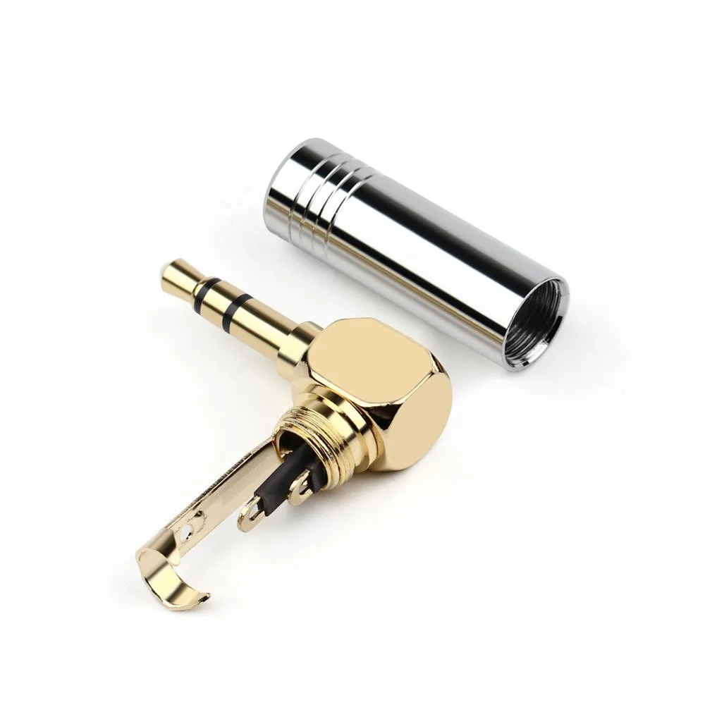 6PCS 3 5mm Stereo Audio Jack 3 Poles Metal Adapter Earphone Right Angle Bend Plug Bright Aluminum Shell Headphone Connector