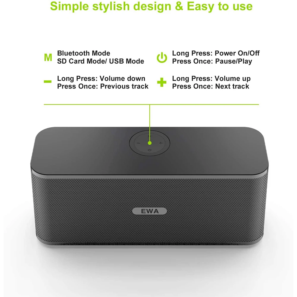 EWA W300 Bluetooth Speakers 2*6W Drivers Loud Stereo Sound 4000mAh Battery Wireless Portable Speaker For Travel Outdoor Party EWA W300 Bluetooth Speakers 2*6W Drivers Loud Stereo Sound 4000mAh Battery Wireless Portable Speaker For Travel Outdoor Party