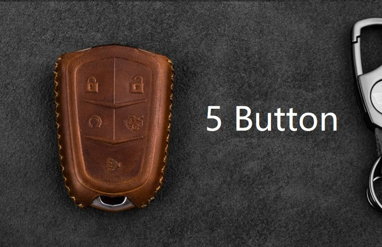 Genuine Leather Car Key Bag Case Cover Holder Remote Smart Key For Cadillac VT6 XT5 XTS ATSL ATS SRX XT4 Protective Bag - Название цвета: 5button
