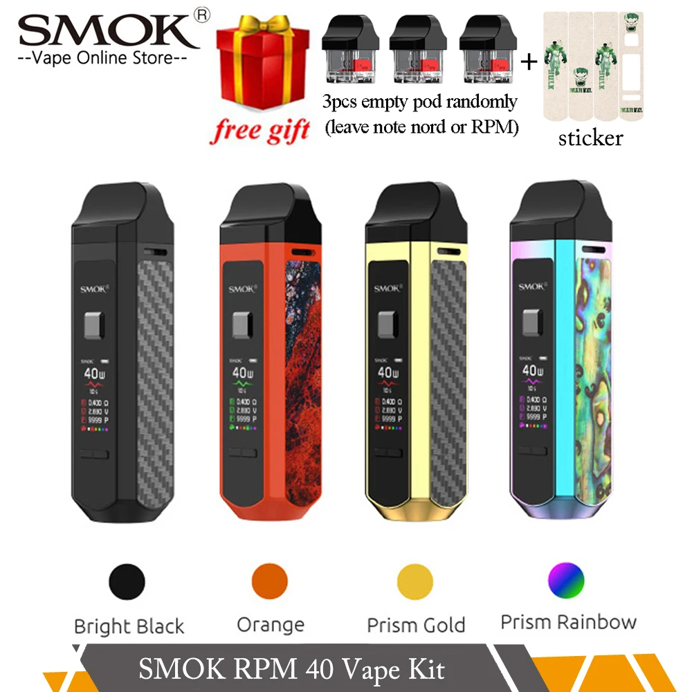 SMOK RPM40 комплект 40 Вт 4 3 мл и 5 сетка 0.4ом Nord Dc 0.6ohm 0 96 дюймов TFT экран 1500 мАч батарея