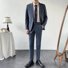 OIMG trajes ligeros, trajes informales de negocios, trajes ajustados británicos de un botón, trajes coreanos de dos piezas