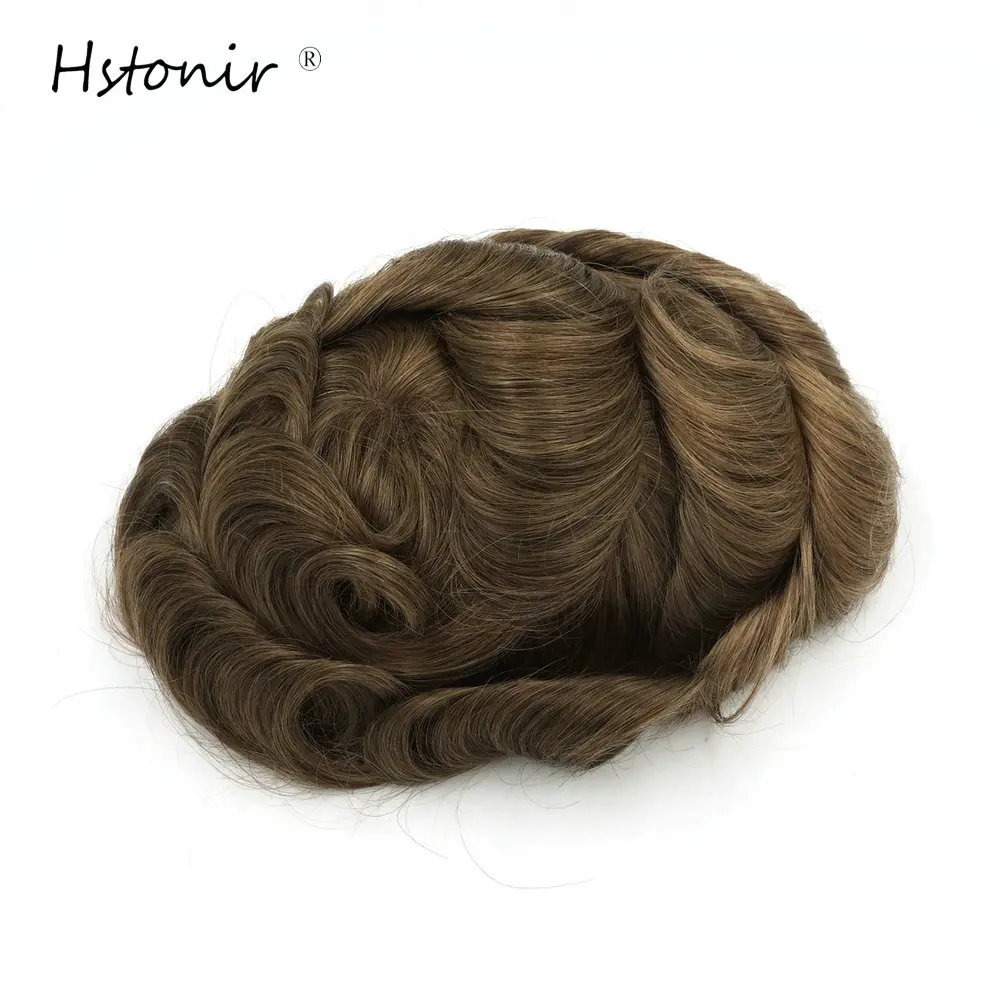 Hstonir, модный мужской парик, моно шнурок с швейцарским кружевом спереди для мужчин, индийские волосы remy, система протезирования H051