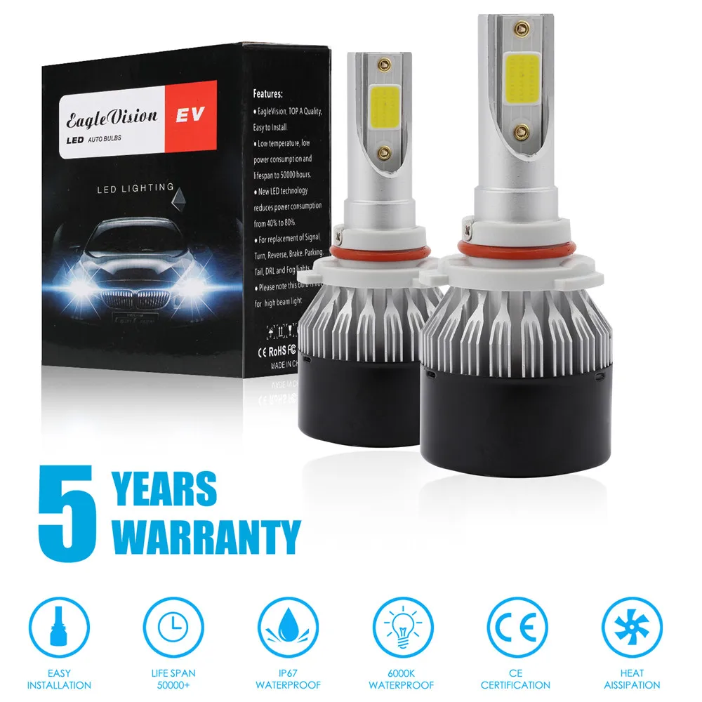 

2pcs 9005 1950W 292500LM LED High Beam Headlight Conversion Kit 6000K Bright White Bulb automatic lighting car Headlight Bulb
