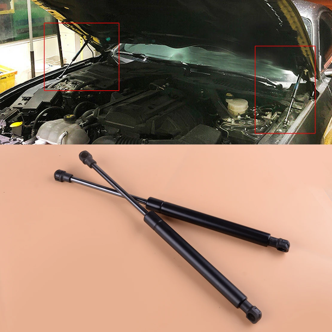 

beler Black 2Pcs Stainless Steel Front Engine Hood Lift Support Shock Strut Fit for Ford Mustang 2015 22016 2017 2018 2019