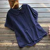 7788 New Summer Women Blouse Japan Style Loose Peter Pan Collar Short Sleeve Tops Casual Pullover Shirts Women 3