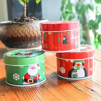 

Merry Christmas Tinplate Empty Tinplate With Hanging Rope Candy Cookie Gift Storage Container Decorative MultiFunction Candy Box