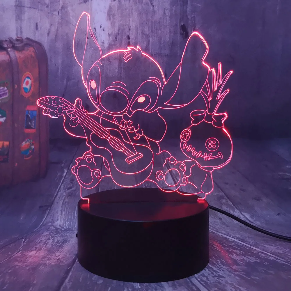 Фигурка из аниме «Astroboy(стежка 3D светодиодный Ночной светильник с стежка играть на гитаре с друзьями Scrump сна настольная лампа Декор для дома подарок для детей