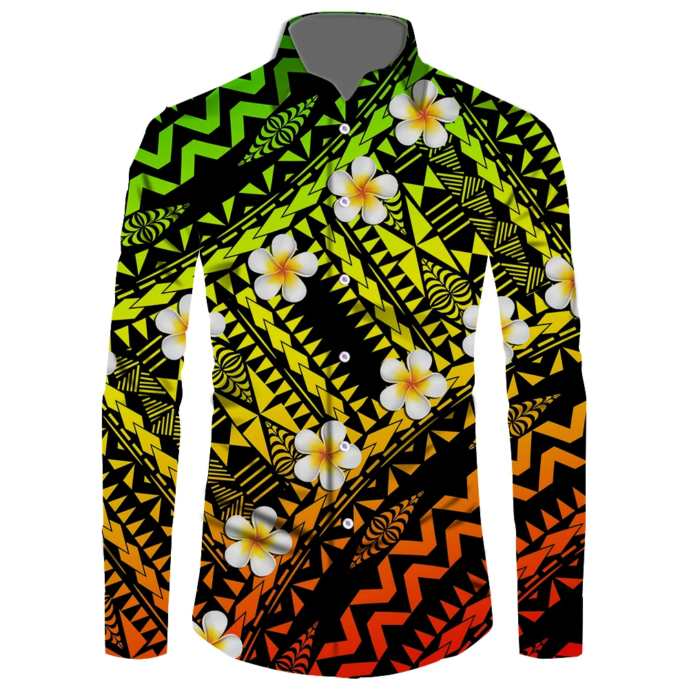 2XS-6XL Men's Suit Collar Coats Long Sleeve Loose Hawaiian Shirt Camisa Masculina Streetwear Fashion Social Shirts Yellow