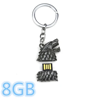 

Game of Thron Stark Sigil Direwolf USB Flash Drive Key Chain Ring Movie Jewelry Winter is Come Keychain gifts